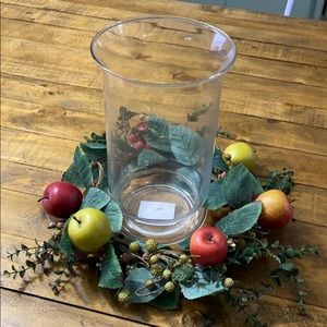 Decorative candle ring and hurricane